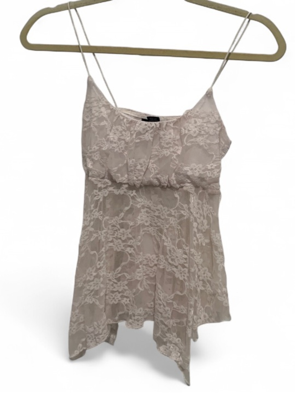 Just Polly Delicate Lace Sheer Bottom Tank Top